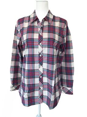 Talbots Multicolor Plaid Cotton Button-Up LS Shirt Blouse NWT